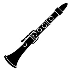 Clarinet musical instruments Vector silhouette with a white background