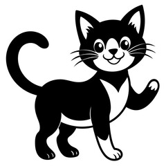 cute cat pet animal playing pose style vector silhouette 