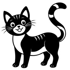 cute cat pet animal playing pose style vector silhouette 