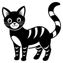 cute cat pet animal playing pose style vector silhouette 
