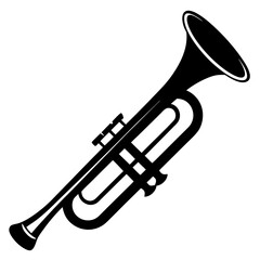 Obraz premium Trumpet musical instruments Vector silhouette with a white background