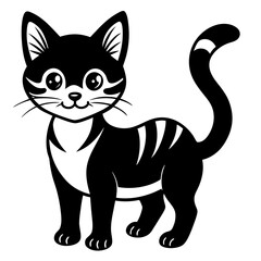 cute cat pet animal playing pose style vector silhouette 
