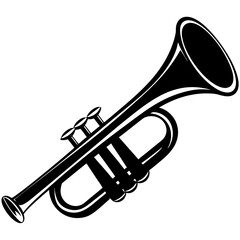 Obraz premium Trumpet musical instruments Vector silhouette with a white background