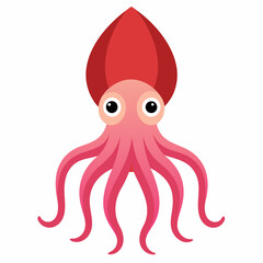 Colossal Squid sits kawaii bold lines vector illustration