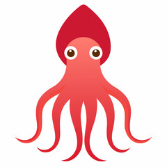 Colossal Squid sits kawaii bold lines vector illustration