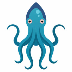 Colossal Squid sits kawaii bold lines vector illustration