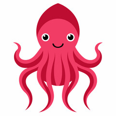 Colossal Squid sits kawaii bold lines vector illustration