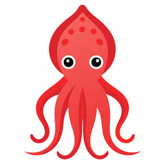 Colossal Squid sits kawaii bold lines vector illustration