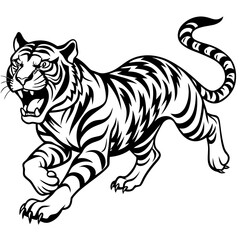 Tiger Full Body And Running Attack Vector Silhouette 