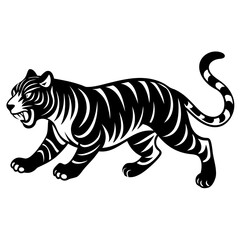 Tiger Full Body And Running Attack Vector Silhouette 