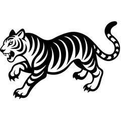 Tiger Full Body And Running Attack Vector Silhouette 