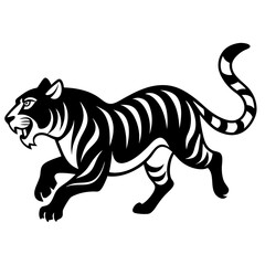 Tiger Full Body And Running Attack Vector Silhouette 