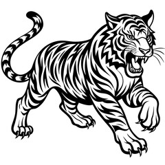 Tiger Full Body And Running Attack Vector Silhouette 