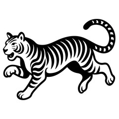 Tiger Full Body And Running Attack Vector Silhouette 