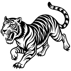 Tiger Full Body And Running Attack Vector Silhouette 