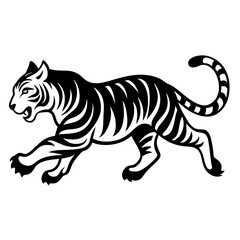 Tiger Full Body And Running Attack Vector Silhouette 
