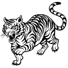 Tiger Full Body And Running Attack Vector Silhouette 