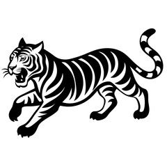 Tiger Full Body And Running Attack Vector Silhouette 