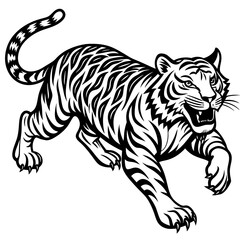 Tiger Full Body And Running Attack Vector Silhouette 