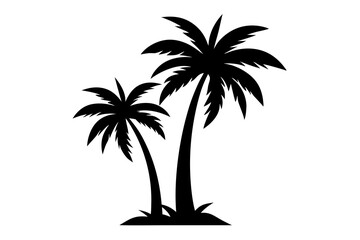 Obraz premium Two little and big palm tree icon vector silhouette 