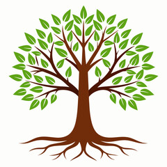 Tree with branches and roots vector illustration 