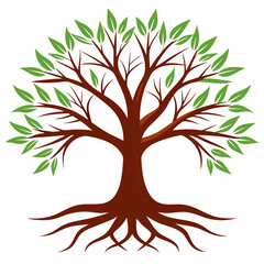 Tree with branches and roots vector illustration 