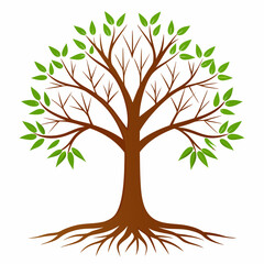 Tree with branches and roots vector illustration 