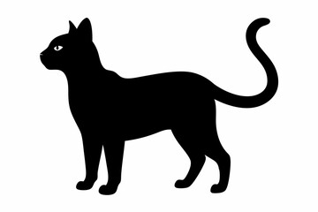 Cat black silhouette white background