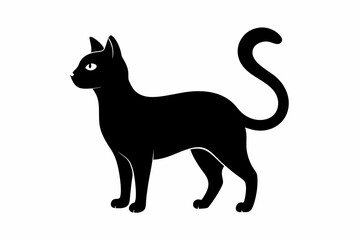 Cat black silhouette white background