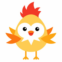 Frizzle Chicken screams kawaii bold lines vector illustration 