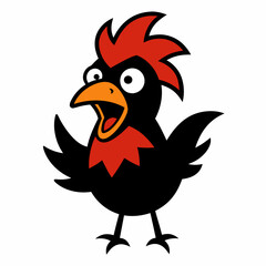 Frizzle Chicken screams kawaii bold lines vector illustration 