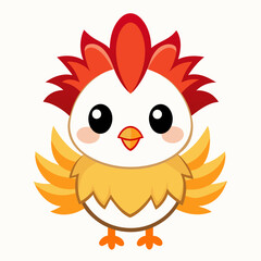 Frizzle Chicken screams kawaii bold lines vector illustration 