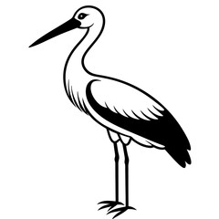 Naklejka premium stork vector silhouette on white background 