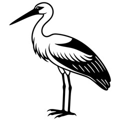 stork vector silhouette on white background 