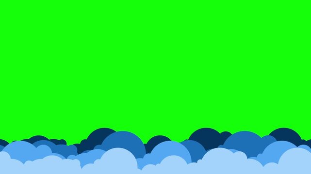 animated 2d clouds moving forward on grenn screen