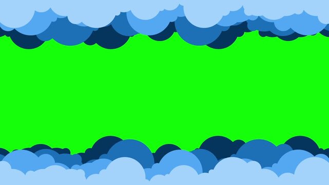 animated 2d clouds moving forward on grenn screen