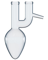 Claisen flask, laboratory glassware. 3d rendering.