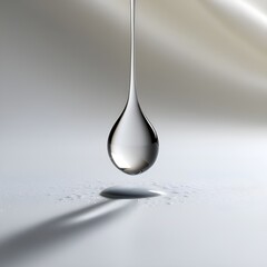 Water drop falling from white background. generative ai