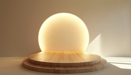 Elegant Wooden Stage Podium for Product Presentation Podium background