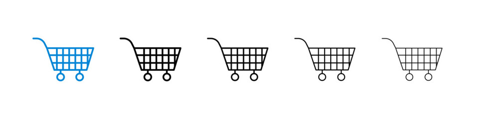 Shopping cart icon in black and blue