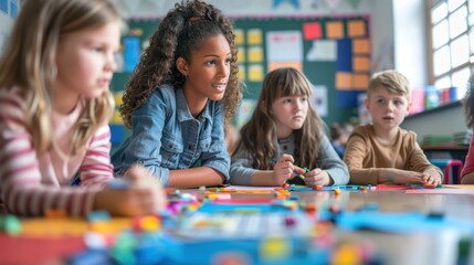 Math Magic in the Classroom: Teacher Explaining New Concepts to Students with Whimsical Overlays