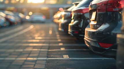 Fototapeta premium Parking Lot Scene for Car Sales and Rental Services Generative AI