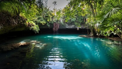 Un sumidero natural lleno de agua cristalina