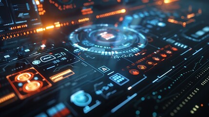 Obraz premium Holographic interface with floating elements 