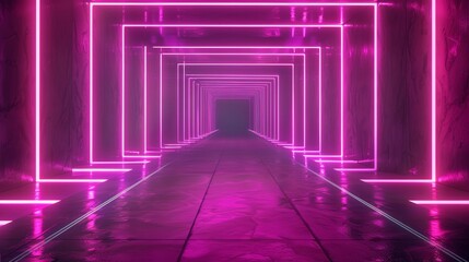 Fototapeta premium Futuristic Corridor with Neon Glow Generative AI