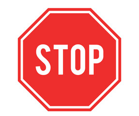 Red Stop Sign Vector Illustration Isolated on White Background
