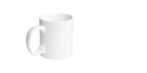 white cup for tea or coffee on isolated white background close up