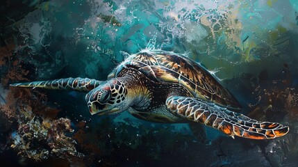 Fototapeta premium Turtle having fun