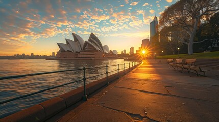 Sydney Opera House in Sydney Harbor with downtown skyline, Sydney, New South Wales, Australia