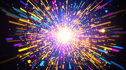 Dynamic Abstract Burst of Light in Multicolor Illustration Perfect for Technology and Science Backgrounds